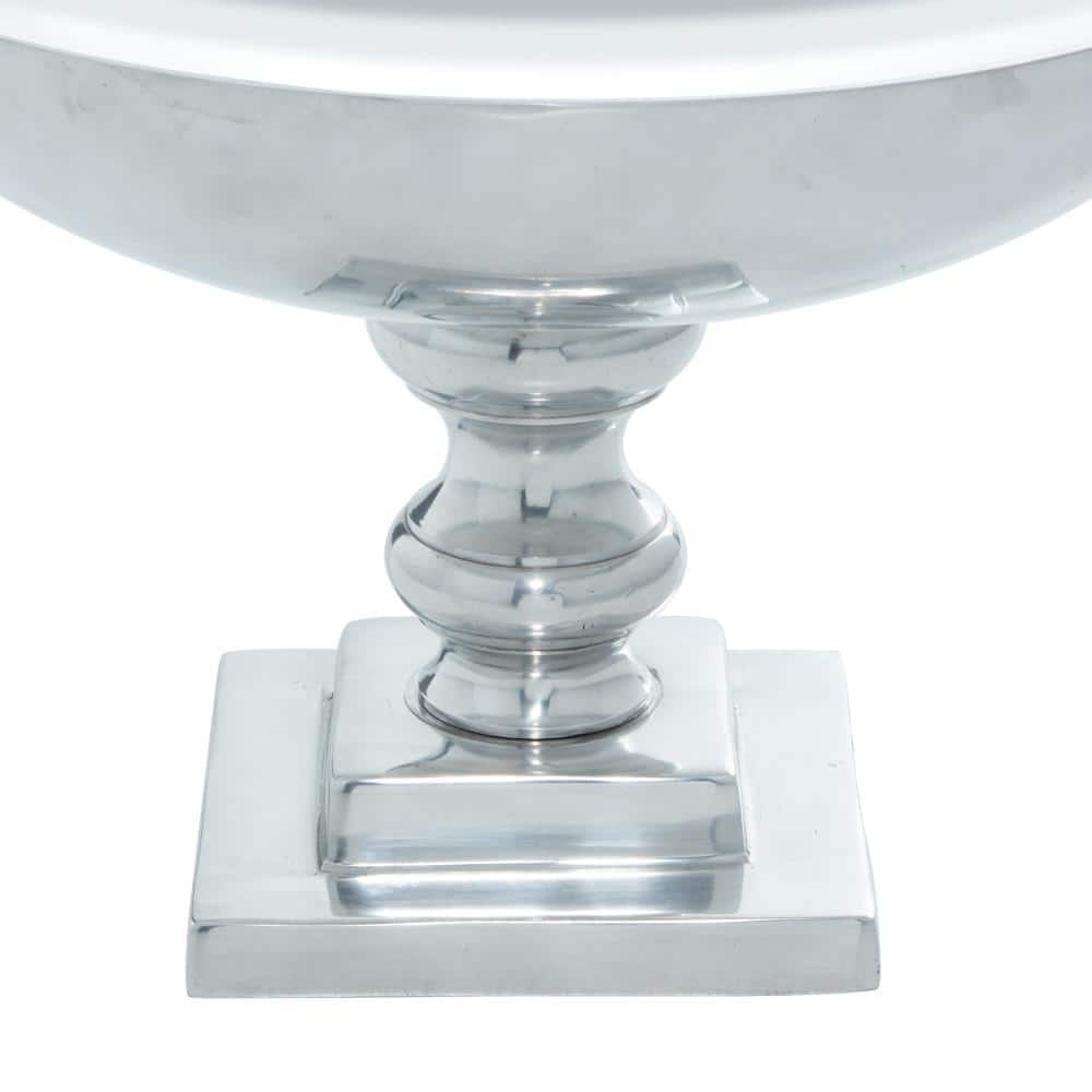 Elegant Silver Aluminum Traditional Decorative Bowl with Stand