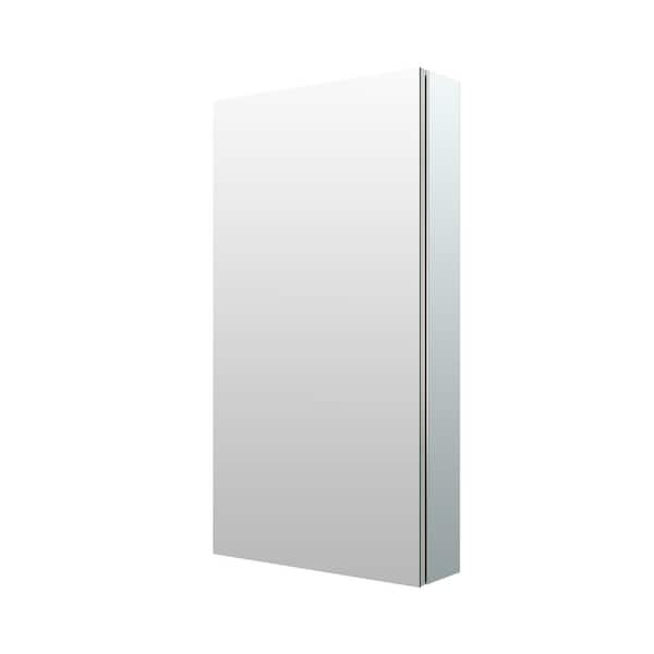 16 in. W x 30 in. H Rectangular Medicine Cabinet with Mirror in Silver with Adjustable Shelves, Soft-Close