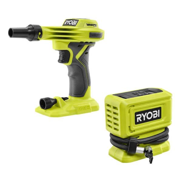 RYOBI ONE 18V Cordless High Volume Inflator with ONE 18V Cordless High Pressure Inflator Tools Only PCL016B PCL001B The Home Depot