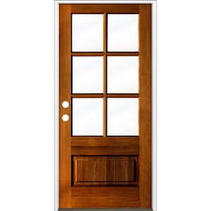 36 in. x 80 in. 3/4 6-Lite with Beveled Glass English Chestnut Stain Right Hand Douglas Fir Prehung Front Door
