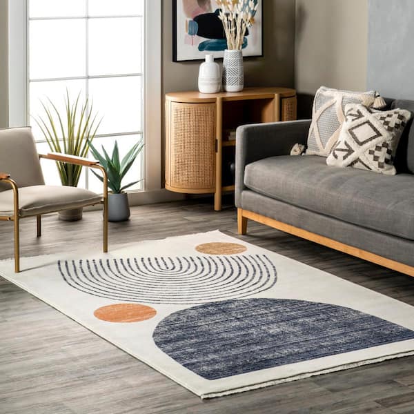 Bevin Abstract Sky Fringe Beige 8 ft. x 10 ft. Area Rug