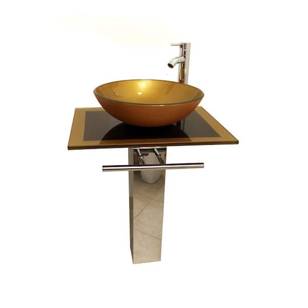 Kokols Parvati Pedestal Combo Bathroom Sink in Mustard Gold