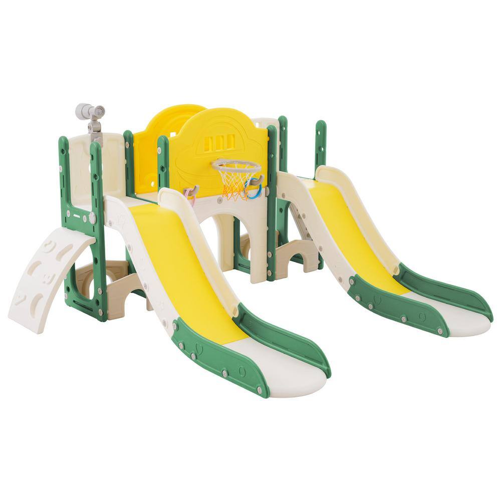 Yellow HDPE Indoor and Outdoor Playset Small Kid with Telescope, Slide ...