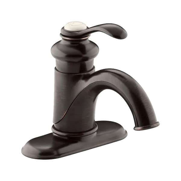 KOHLER Fairfax Single Hole Single-Handle Mid-Arc Water-Saving Bathroom Faucet in Oil-Rubbed Bronze
