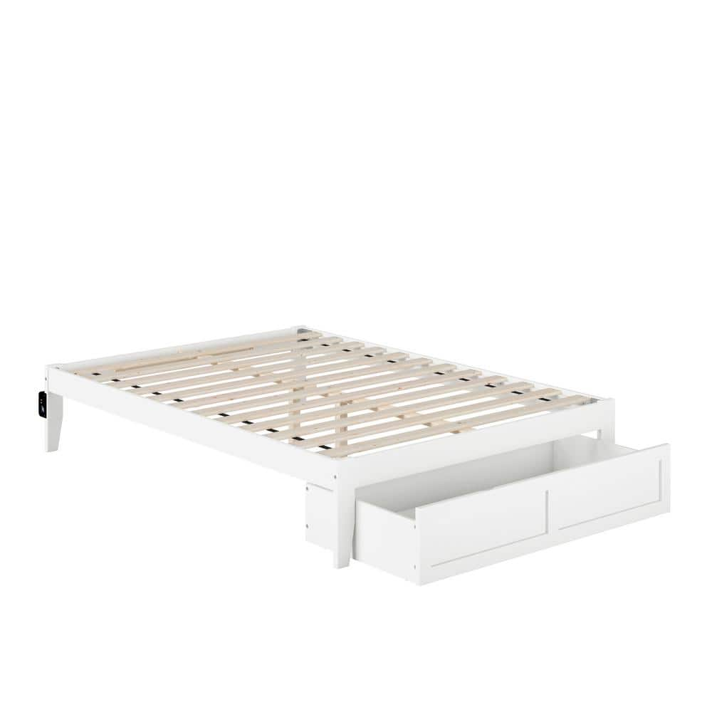 AFI Colorado White Full Solid Wood Storage Platform Bed with Foot ...