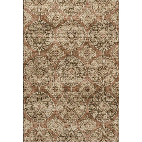 Mayfield Premium Machine Washable Abstract AMF2196 Paprika 10 ft. x 14 ft. Area Rug