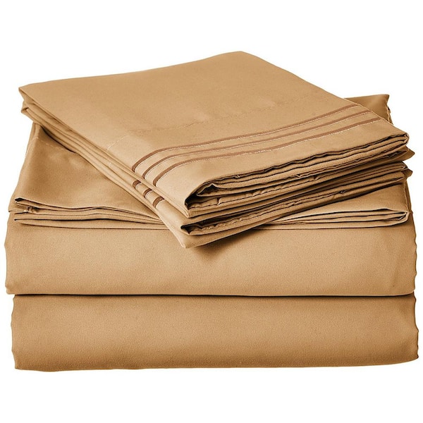 Elegant Comfort 4-Piece Gold Solid Microfiber Queen Sheet Set