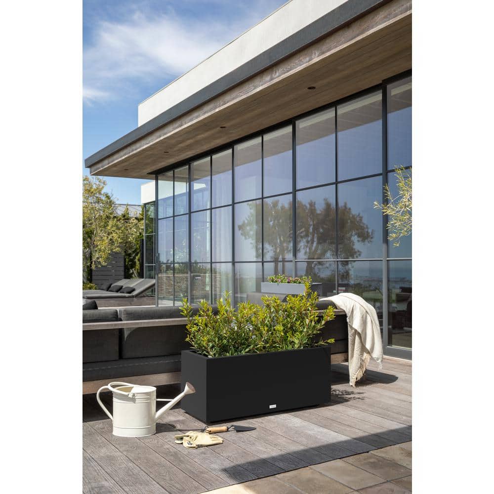 Black Rectangular Plastic Long Box Planter