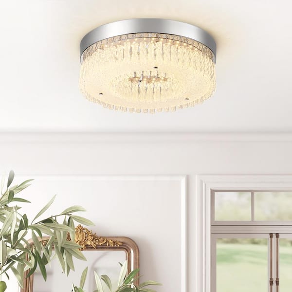 Sky Hog Jackson 13.8 in. 1-Light Chrome Integrated LED Flush Mount with Crystal