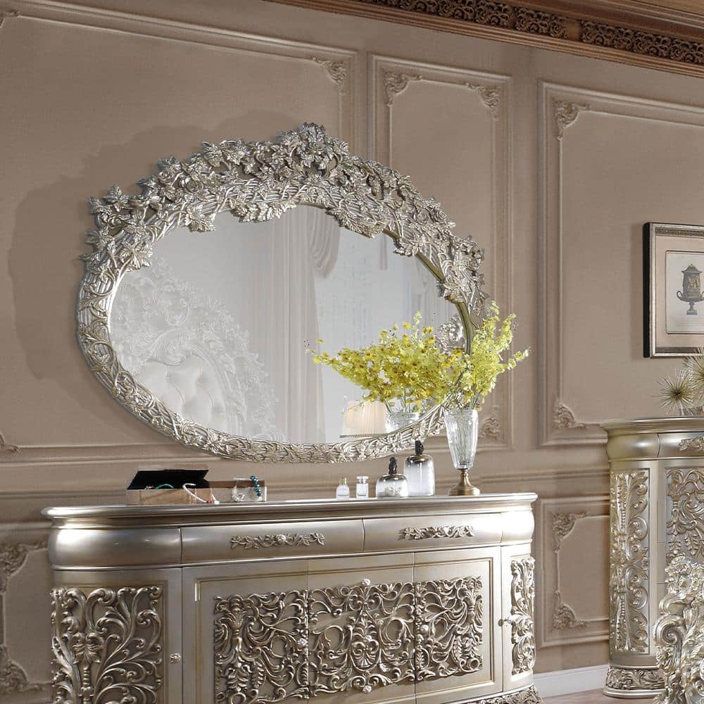 Acme Furniture 69 in. W x 57 in. H Wood Gold Dresser Mirror BD01243