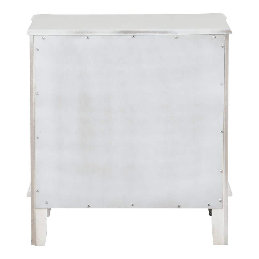 White Solid Wood 2-Drawer Nightstand with Acrylic Knobs