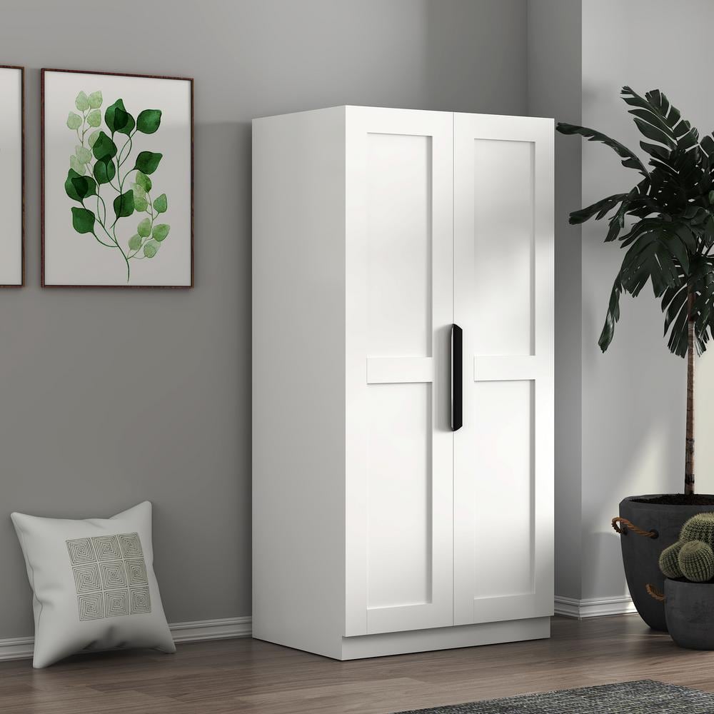 31.5 in. W x 21.65 in. D x 62.99 in. H White MDF Freestanding