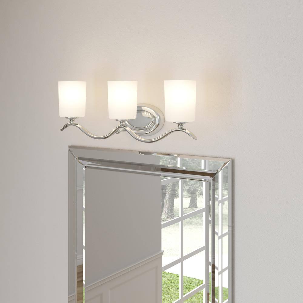Polished Chrome 3-Light Wall Sconce with Etched Glass Shades