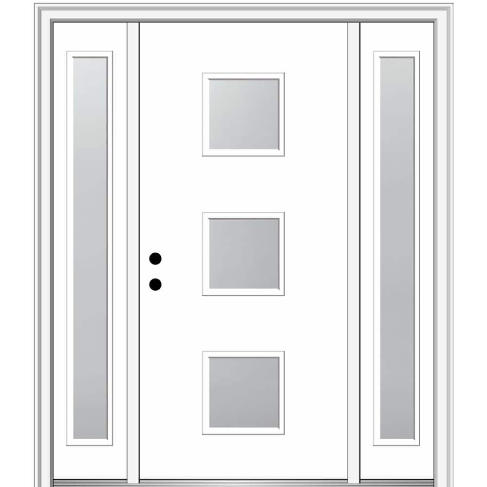Aveline 60 in. x 80 in. Right-Hand Inswing 3-Lite Frosted Glass Primed Fiberglass Prehung Front Door on 6-9/16 in. Frame price history on PriceWatchPro
