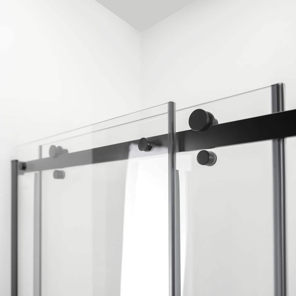 Primo 78" x 48" Frameless Black Glass Shower Door