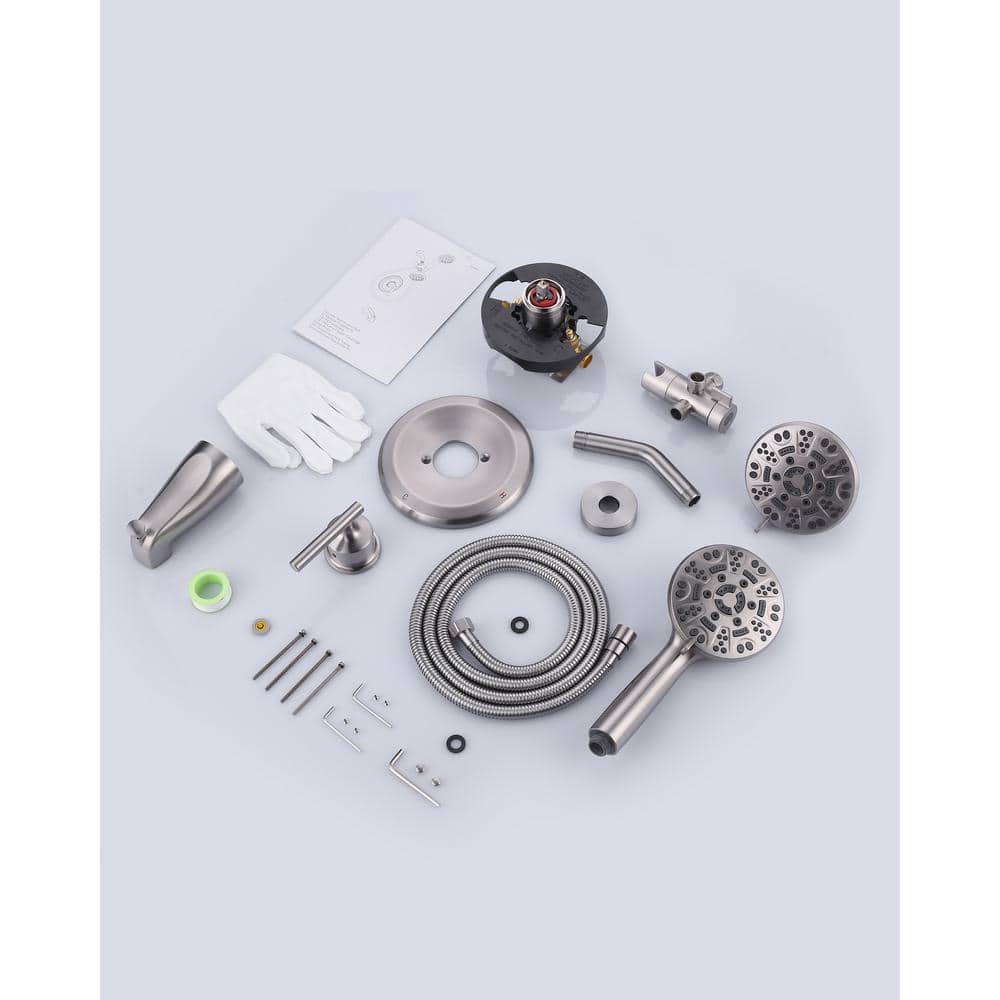 Brushed Nickel 7-Spray Wall Mounted Shower System with Handheld
