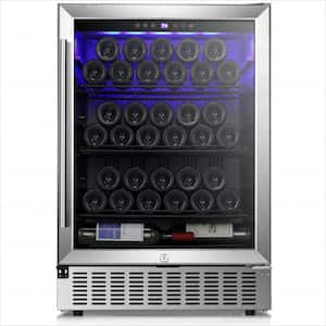 23.43 in. Single Zone 46 Bottle and 156 Cans Freestanding/Built-In Beverage and Wine Cooler in Black Stainless Steel