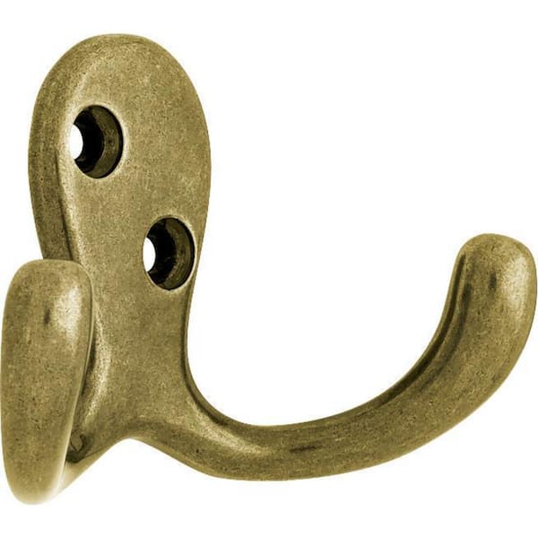 Steel Traditional Double Prong Coat Hook 241-421 - Antique Brass