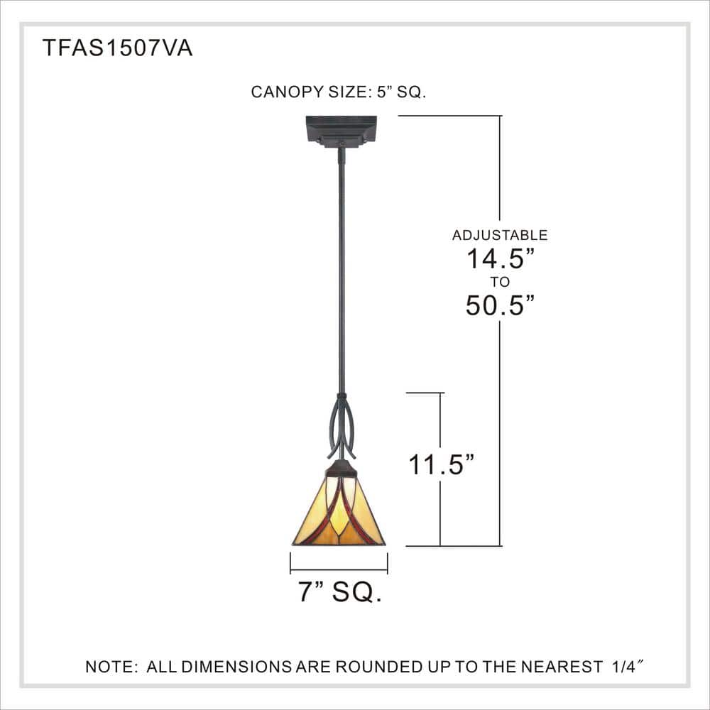 Asheville Valiant Bronze Tiffany Glass Mini Pendant Light