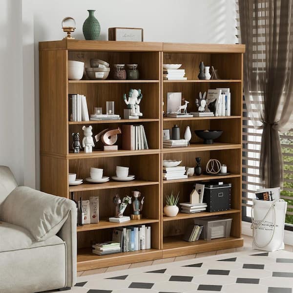 PexFix 62 in. Tall Natural Wood 4-Shelf Standard Bookcase with