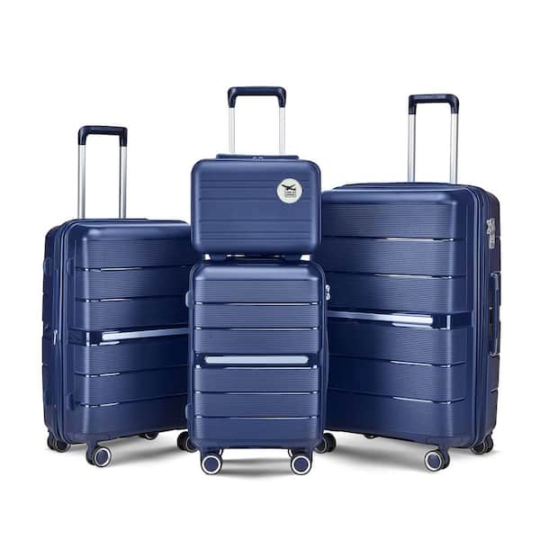 OLUMAT 4-Piece Navy Blue Security and Convenience Luggage Set