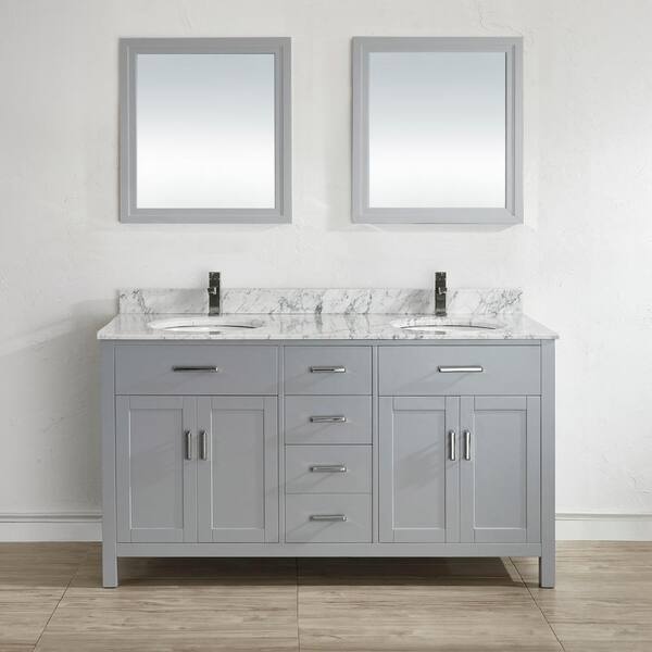 Studio Bathe Kalize II 63 in. W x 22 in. D Vanity in Oxford Gray with Marble Vanity Top in Gray with White Basin