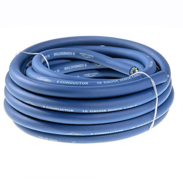 20 ft. 18/ 9-Conductor Frosted PVC Jacket Stranded OFC In-Wall Rated Speaker Wire for 4-Channel Amp Speaker Wire
