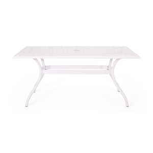 Phoenix 30 in. White Rectangle Aluminum Patio Outdoor Dining Table