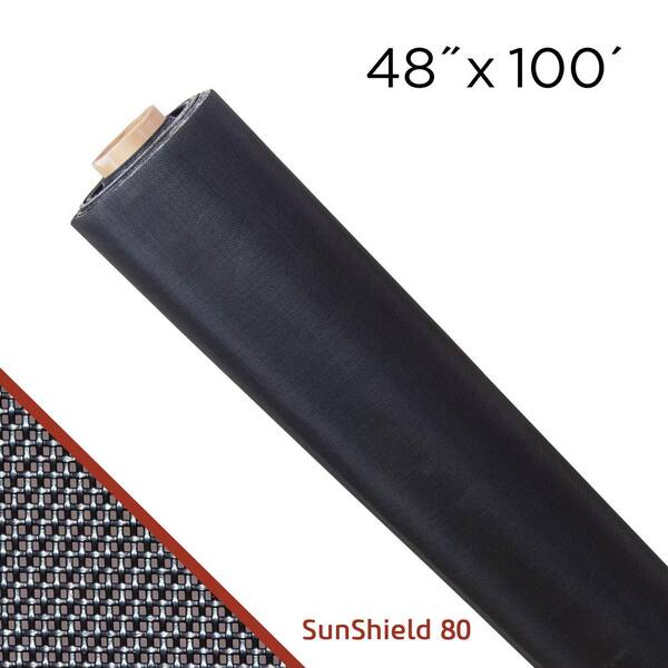 Saint-Gobain ADFORS 48 in. x 100 ft. Black Polyester Sunshield 80 Solar Screen Roll for Windows, Doors and Shades