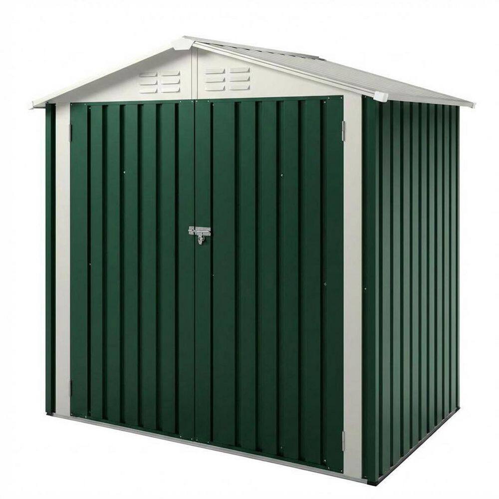 6 ft. W x 4 ft. D Outdoor Metal Storage Shed with Sloping Roof and Double Door, Green (24 sq. ft.) price history on PriceWatchPro