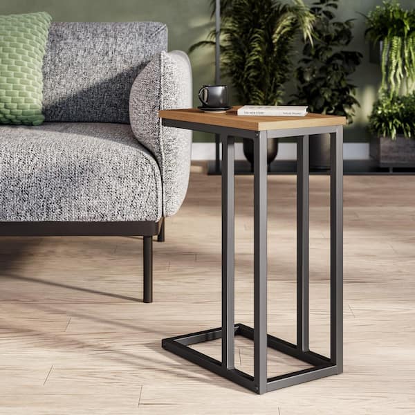 CorLiving Fort Worth 10 in. Brown Rectangle Wood Side Table
