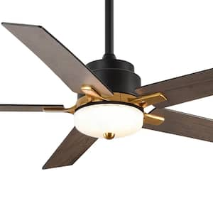 Gerry 52 in. Indoor Integrated LED Black Ceiling Fan with Remote and Light Kit Included