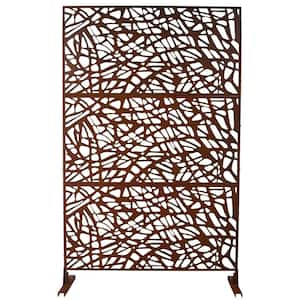 76 in. H Rust Red Steel Garden Fence Freestanding Decorative Patterns Privacy Screen