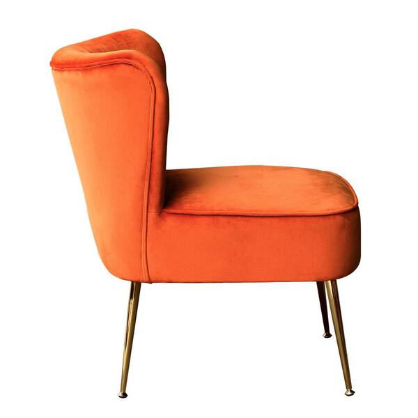 WESTINFURNITURE Trinity 22 in. Orange Velvet Channel Tufted