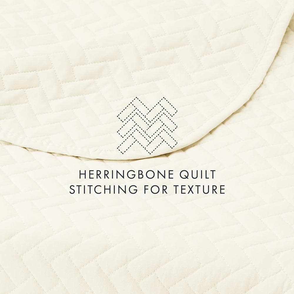 Ivory Full Microfiber Quilted Coverlet Set