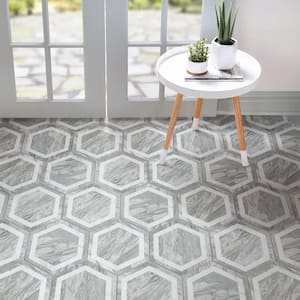 BioTech Hex Bardiglio Deco 11 in. x 13 in. Porcelain Floor and Wall Tile (10.64 sq. ft./Case)
