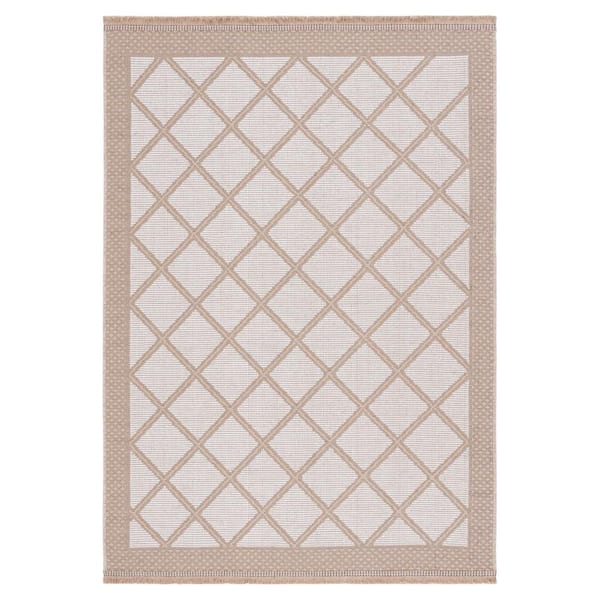 SAFAVIEH Aspect Ivory/Natural 4 ft. x 6 ft. Border Diamond Area Rug