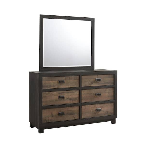 Picket House Furnishings Harrison 6-Drawer Walnut Dresser with Mirror