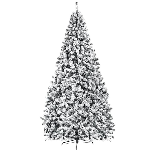 Gymax 6 Ft Snow Flocked Hinged Artificial Christmas Tree Unlit Holiday Decor Gym03702 The 9782