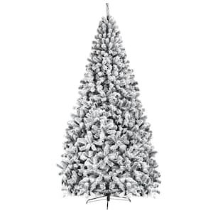 7.5 ft. Unlit Snow Flocked Artificial Christmas Tree Hinged Holiday Decor