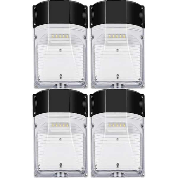 30-Watt Equivalent Integrated LED Gray Dusk to Dawn Wall Pack Light with Photocell, Waterproof 3450LM, 5000K (4-Pack)