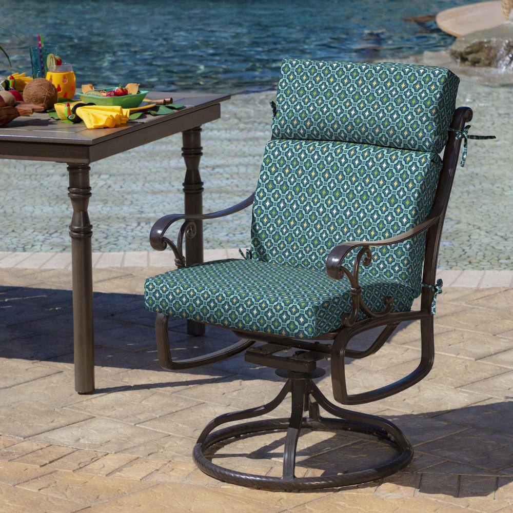 Alana Tile Blue and Green Outdoor Dining Chair Cushion