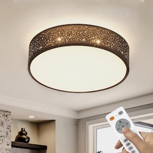 15 in. Modern Black Integrated LED Dimmable Novelty Star Cloth Cover Flush Mount Ceiling Light Fixture for Bedroom