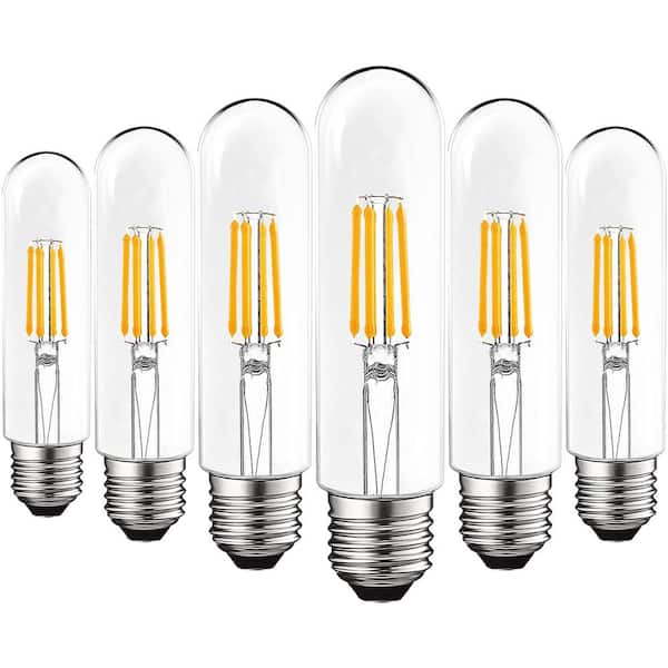 LUXRITE 60-Watt, 5-Watt Equivalent T10 Dimmable Edison LED Light Bulbs UL Listed 4000K Cool White (6-Pack)
