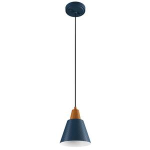 1-Light Blue Vintage Pendant Light Adjustable Ceiling Hanging Lights with Hammered Metal Shade