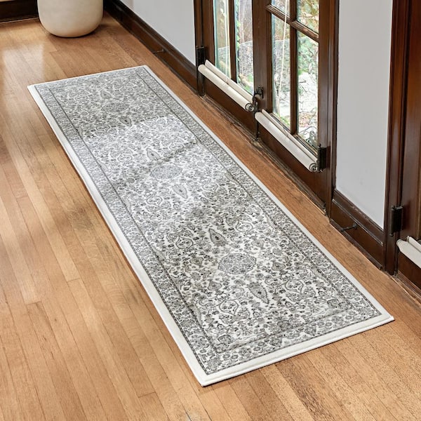 Majestic Vernon Gray 2 ft. x 8 ft. Floral Indoor Runner Rug