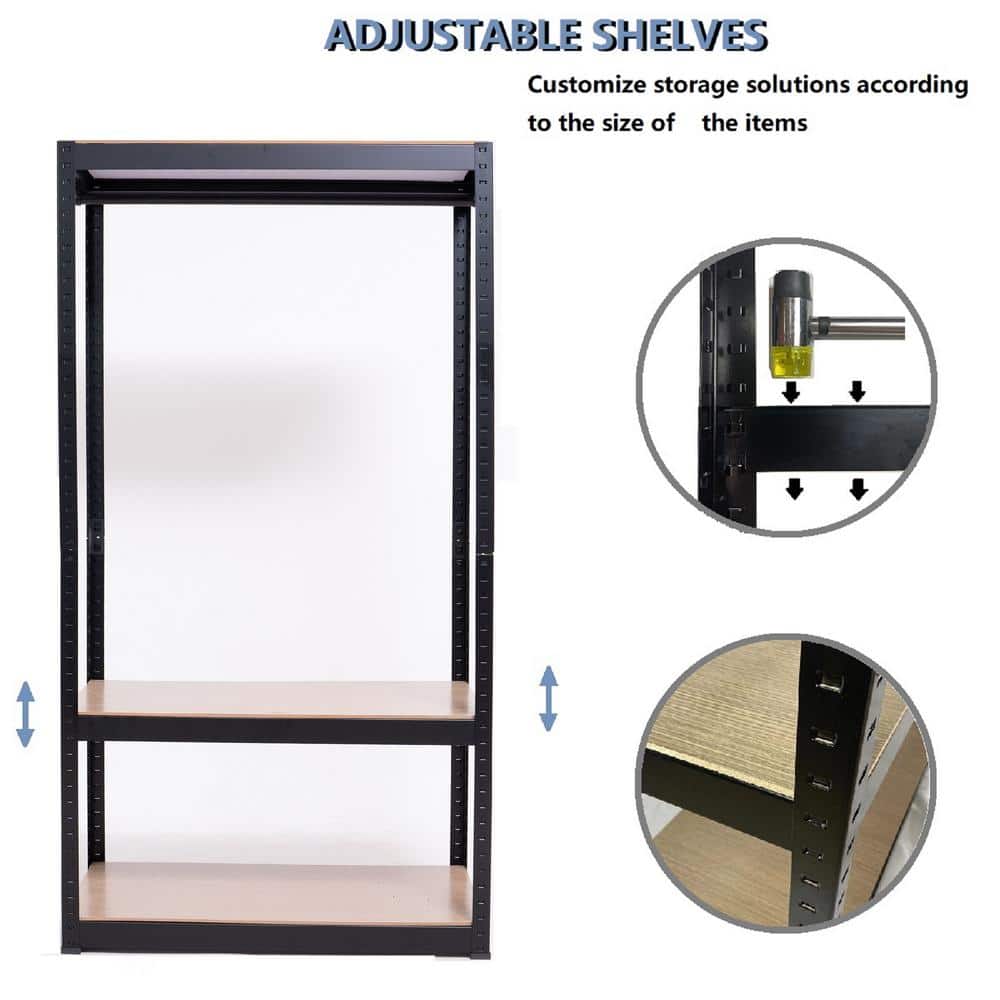 Black Heavy Duty Portable Wire Closet Organizer with Adjustable Shelves