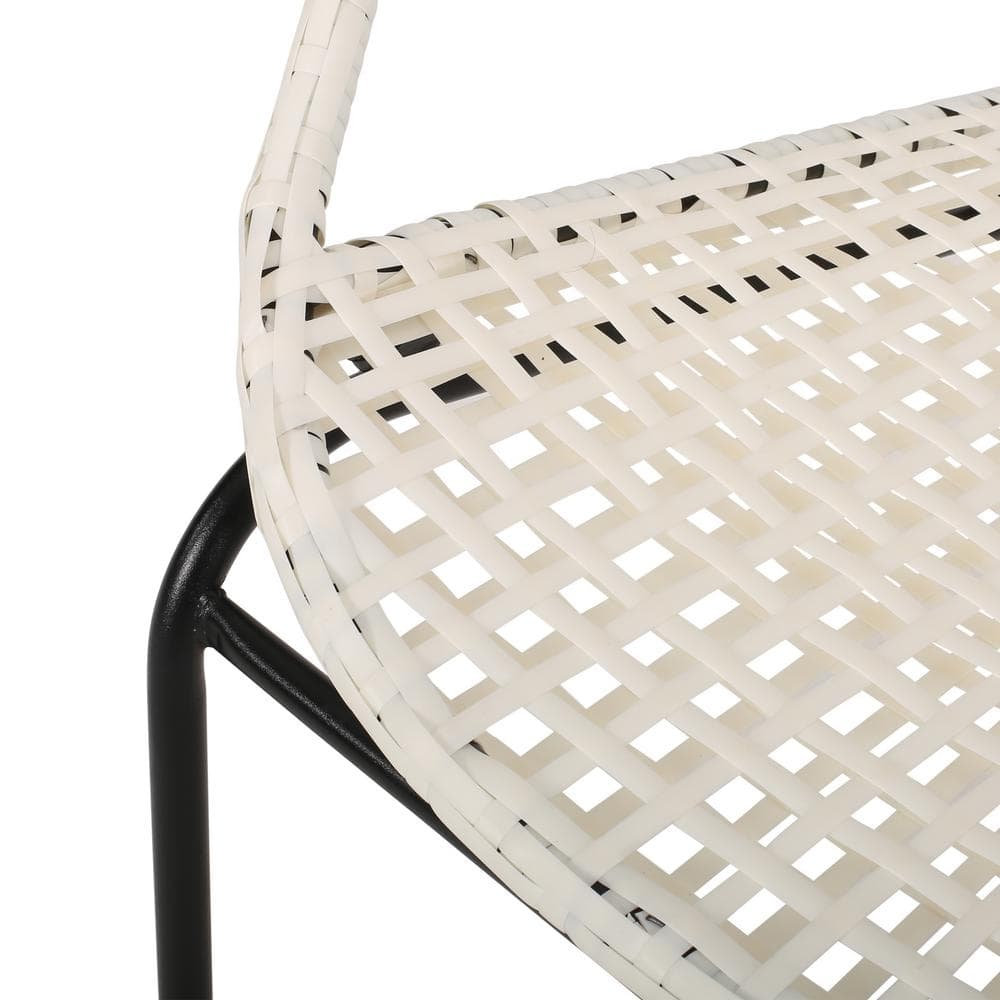 Modern Black and White Iron Framed Lounge Chair Set
