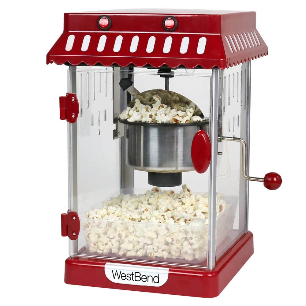 Vintage Red Stainless Steel Popcorn Machine with Cart