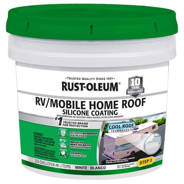 dinosaurus Stap Ooit Rust-Oleum 2.5 Gal. 10-Year RV/Mobile Home Silicone Reflective Roof Coating  373137 - The Home Depot